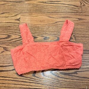 American Eagle Outfitters Coral Lace Tank Top